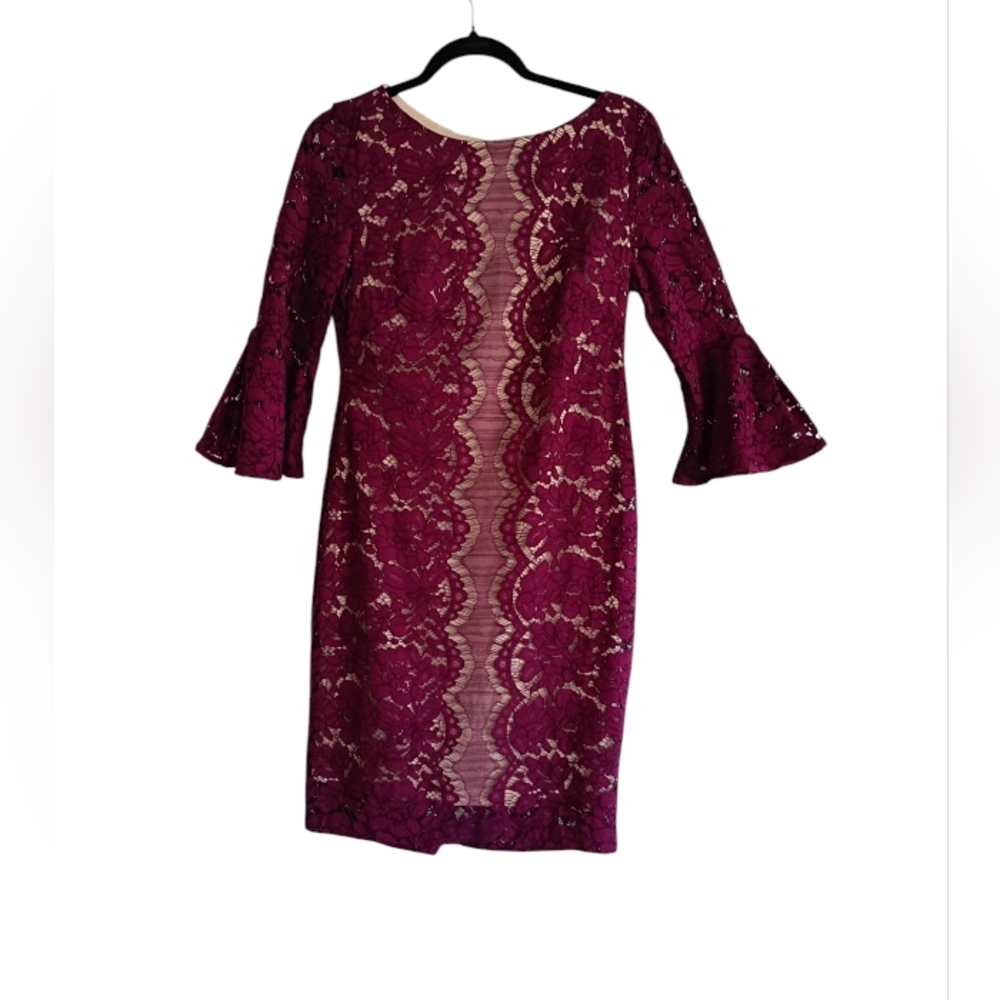 Melonie Brand Magenta Pink  Lace Overlay Dress Size 6 NWT